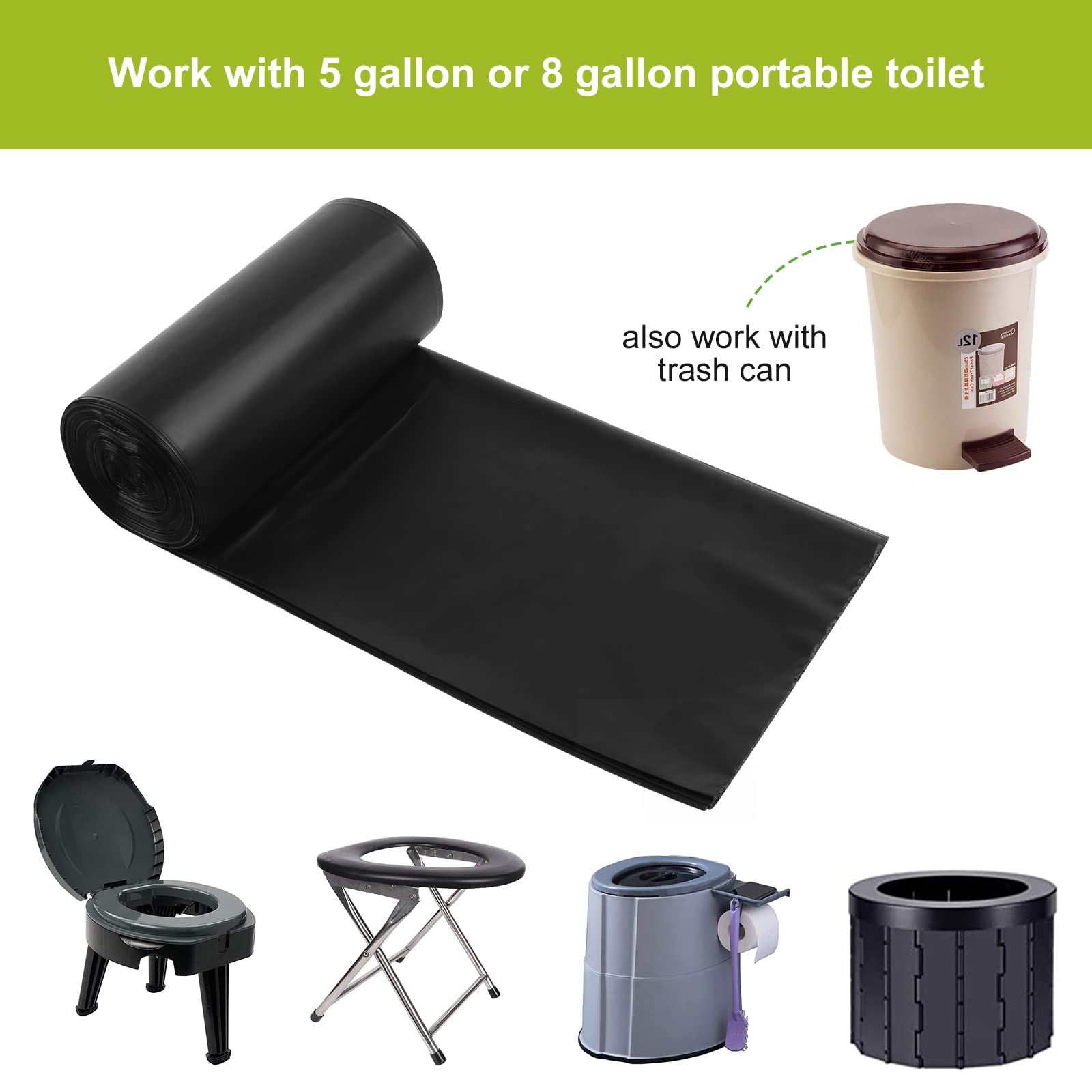 Sacchetti Igienici Biodegradabili Per Campeggio, 8 Galloni, Resistenti E Anti-odore, Ideali Per Wc Portatile E Secchio Da 5 Galloni
