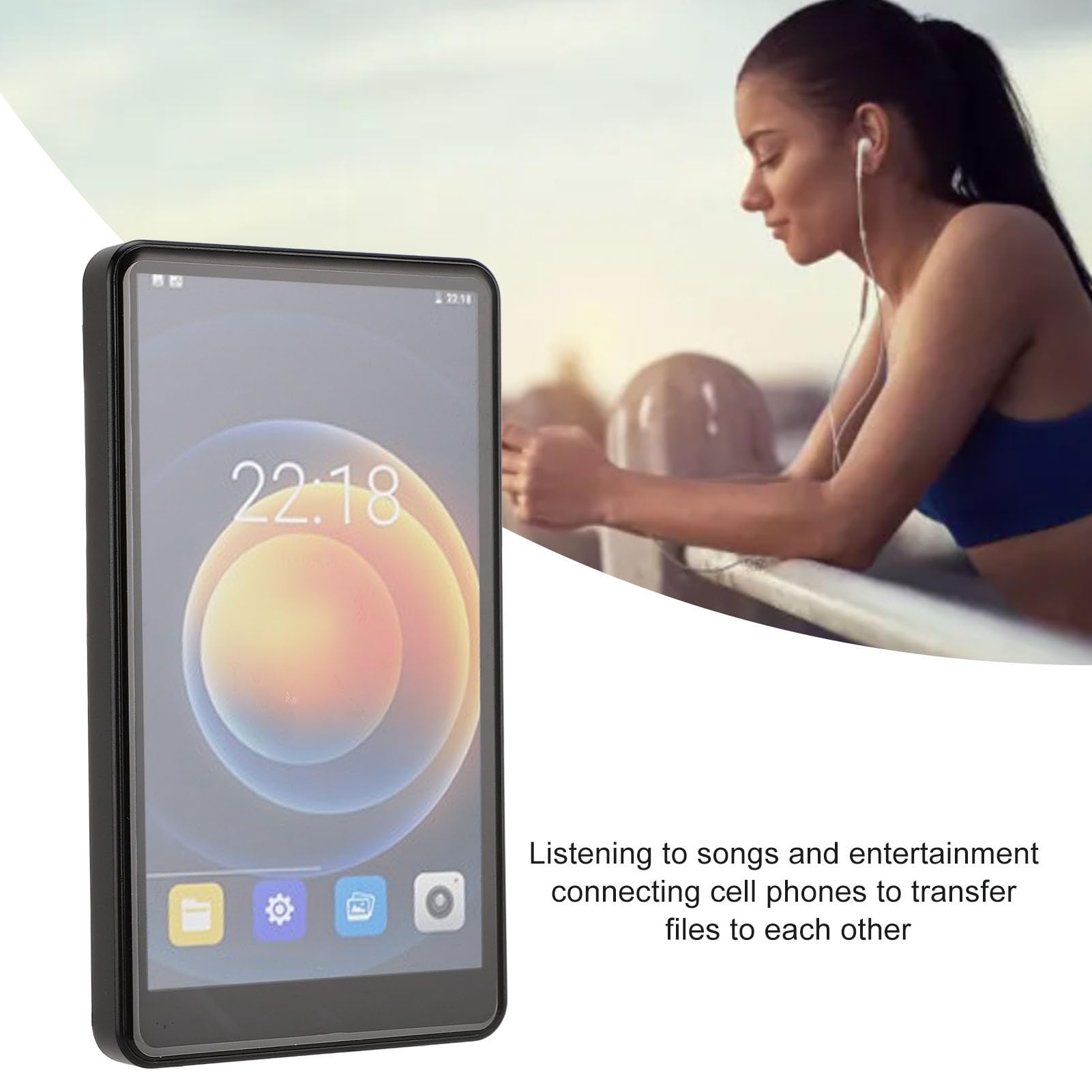 Reproductor MP3 de 80 GB con Bluetooth y WiFi, Reproductor de Música con Pantalla Táctil de 5,2 Reproductor MP4 Android MP3 para Niños, Auriculares Incluidos