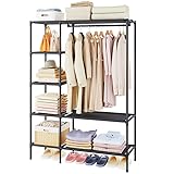 Dttwacoyh Portable Wardrobe Closet with Multi-Functional Segmentation, Large Capacity，50.2W x 17.5D x 70.8H inches，Metal Closet, Suitable for Bedroom,Checkroom, Living Room，Black