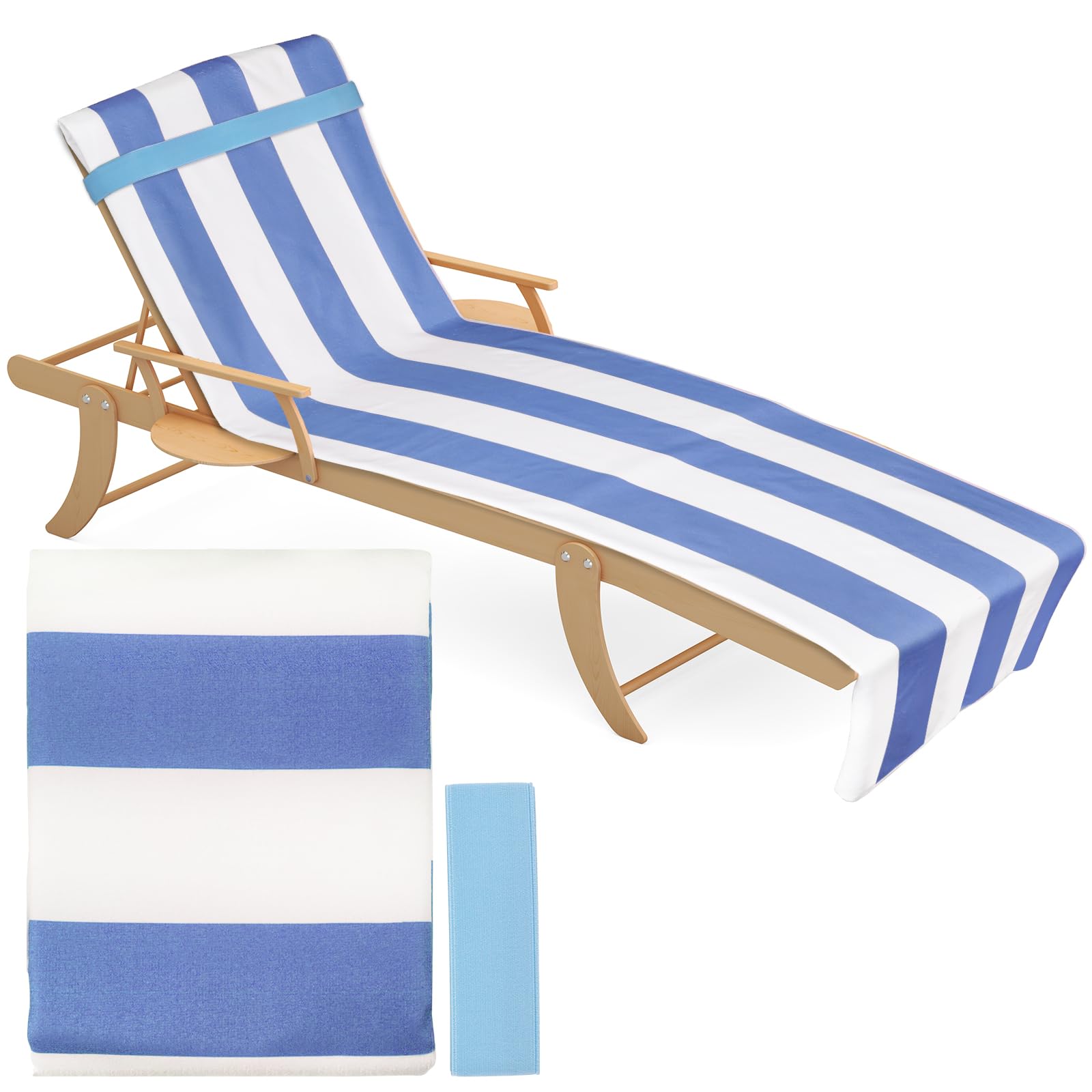 WD&CD Ręcznik plażowy w paski 89 cm x 180 cm, ponadgabarytowy ręcznik Cabana odporny na piasek, duży ręcznik plażowy dla dorosłych z paskami do leżaków, krzesła rejsowe, super chłonny, miękki