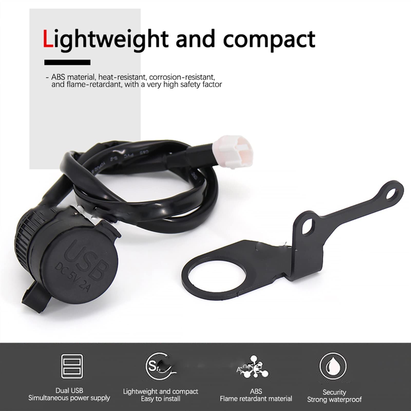 STATUZ Für Honda cm 300 cm 500 Rebel CM500 CM300 Motorrad Dual USB Ladegerät Adapter Telefon Ladegerät Doppel USB Port Zubehör (Color : USB and Bracket)