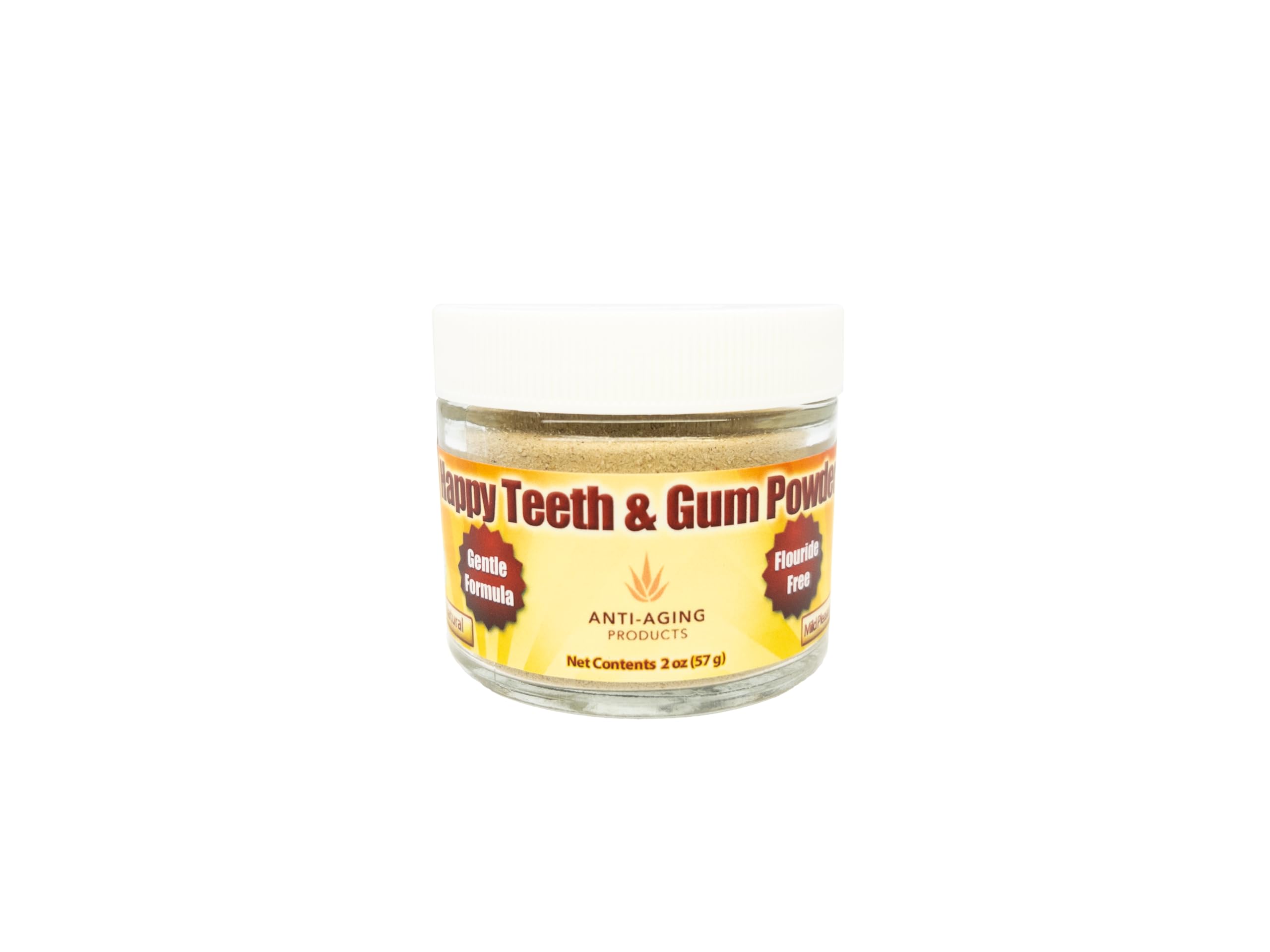 Happy Teeth & Gum Powder – Natural Herbal Toothpaste Alternative for Gum & Enamel Health – Organic, Non-GMO, Fluoride-Free Ayurvedic Tooth Powder by Anti-Aging Products (2 fl oz)