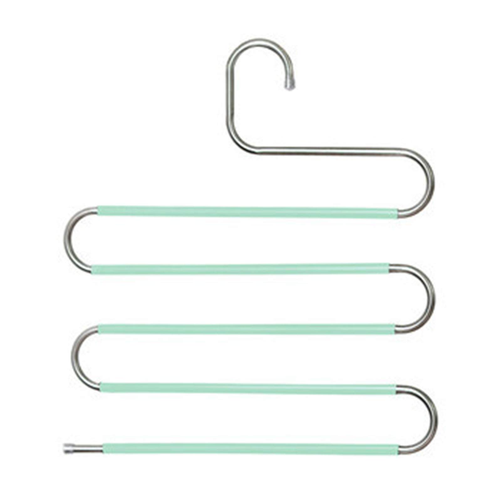 Trousers Hangers Multifunctional Magic Hanger Non-slip Multi-layer Storage Pants Rack Space Saving(Green)