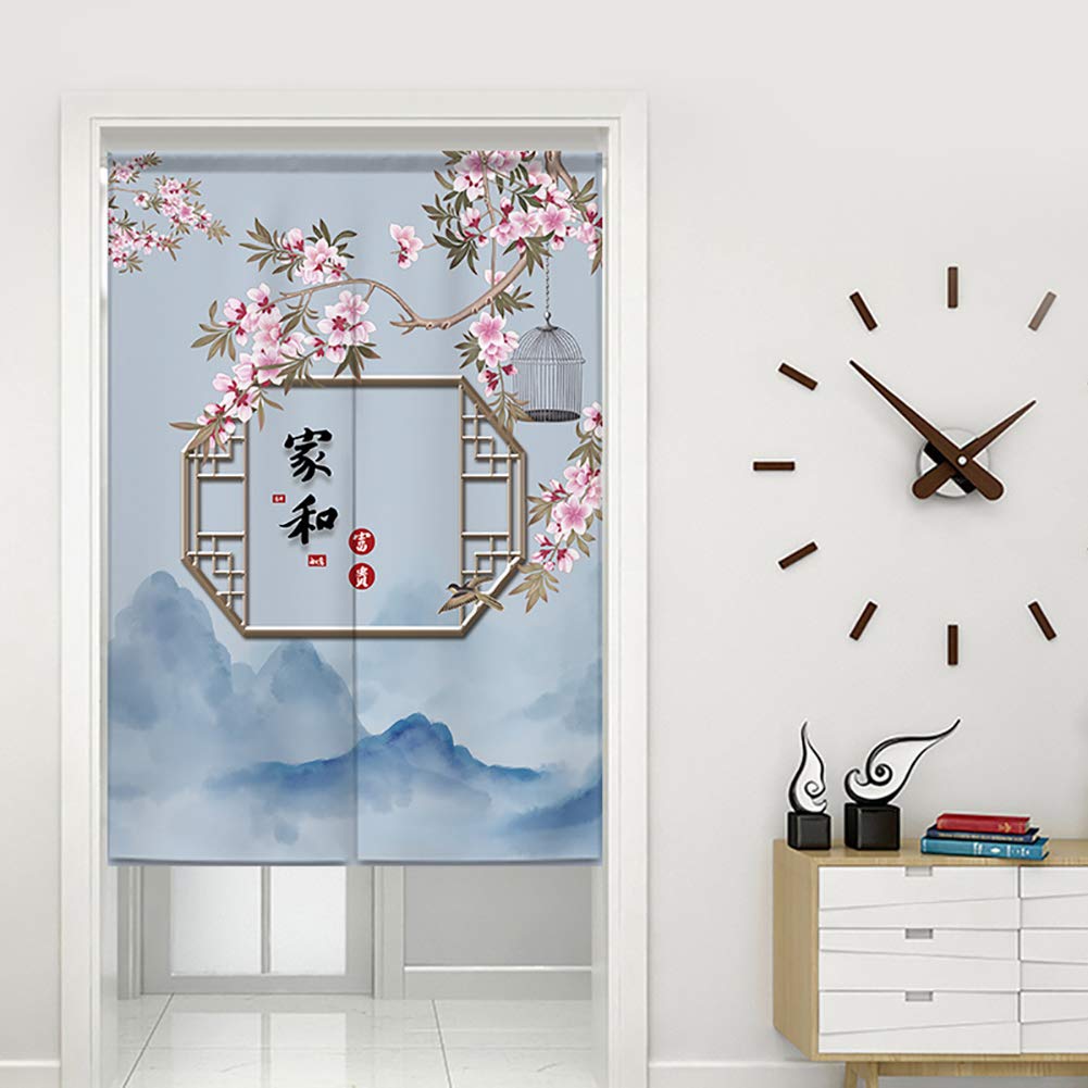 Rideau de porte noren japonais en lin et coton beige lavable pour cuisine 138x90cm