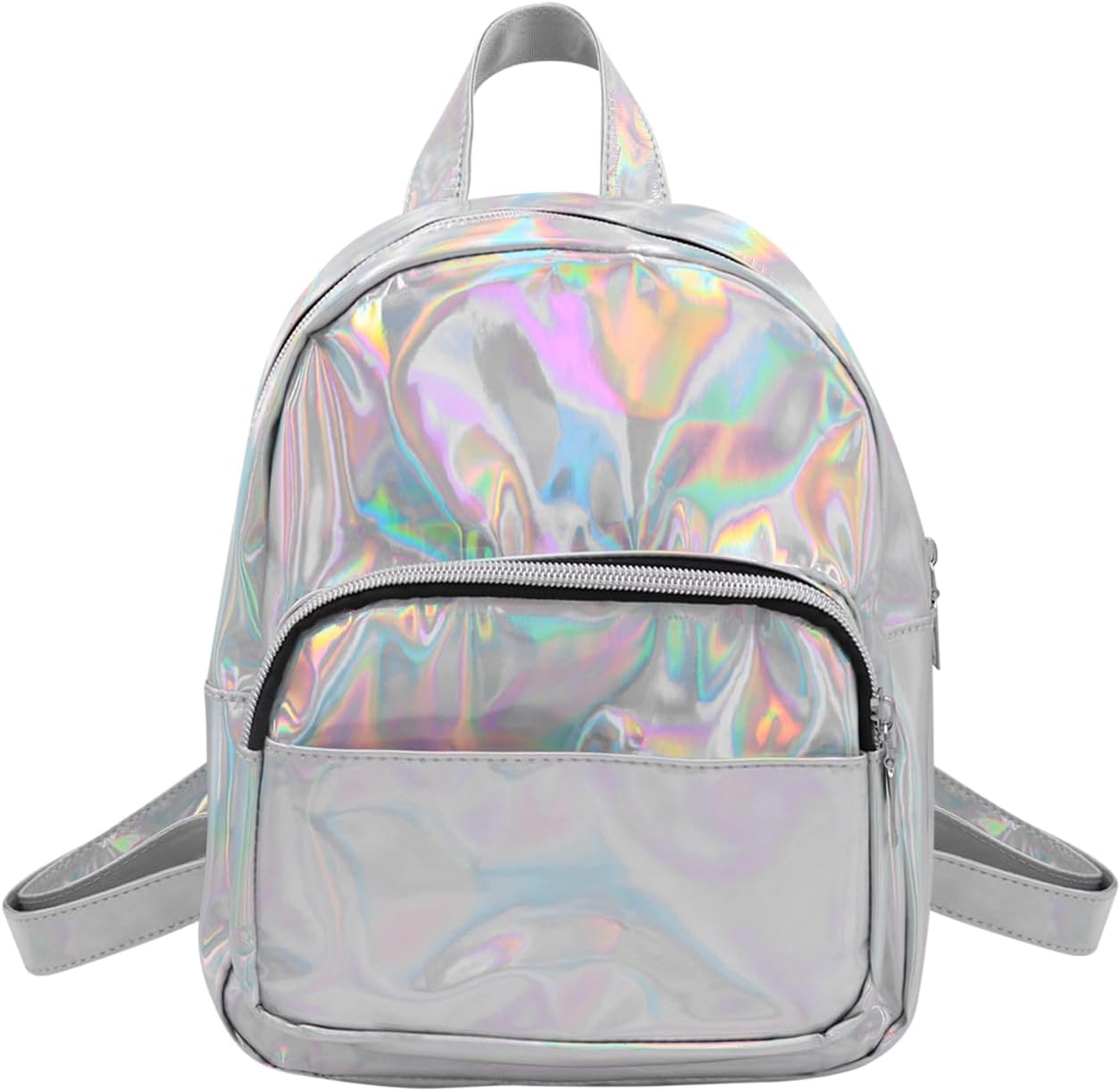 Small Holographic Rainbow Shoulder Bag Metallic Satchel Shiny Travel Daypack for Women Men Lady