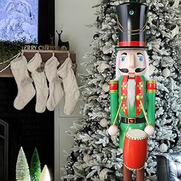 CDL 48" 4ft Tall Life-Size Large/Giant Christmas Wooden Nutcracker Soldier Drummer for Indoor Outdoor Xmas/Event/Ceremonies/Commercial Decoration K37
