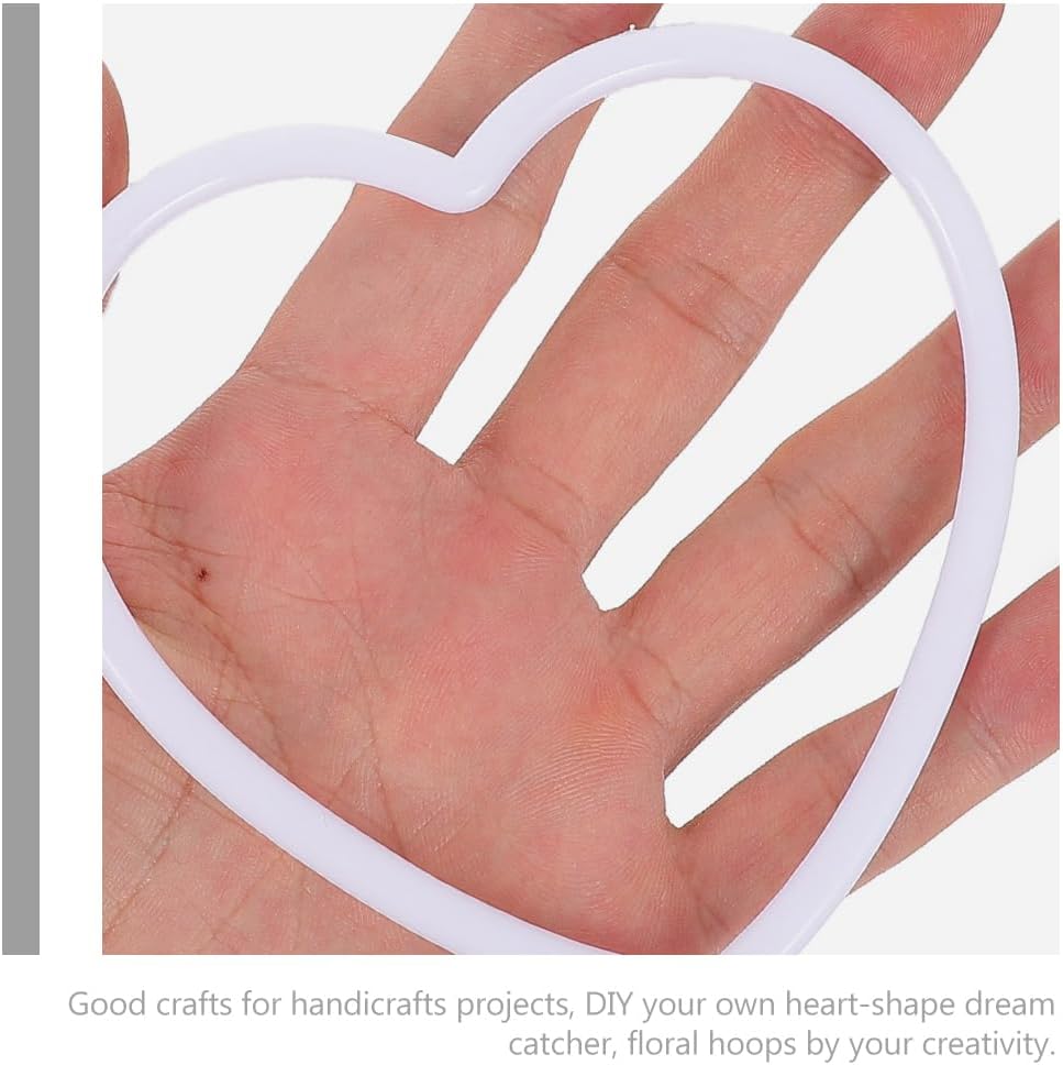Ciieeo 10Pcs Heart-Shaped Dream Catcher Plastic Rings for DIY Crafts Macrame Projects Floral Wreaths and Home Decor Creative Handmade Decorations