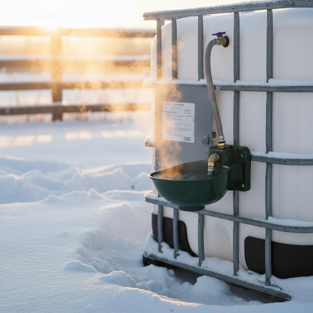 Agrarzone Beheizbare Tränke 230V mit Rohrventil Winter Vieh Frost Nutztiere | frostsicher bis -25°C, Thermostat automatisch, Pferdetränke