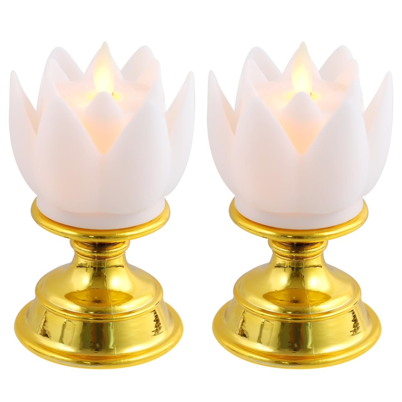 GLEAVI 2pcs LED Lotus Lamps Artificial Flower Lights for Buddha Worship Home Decoration Smoke Buddhist Temple Lighting White
