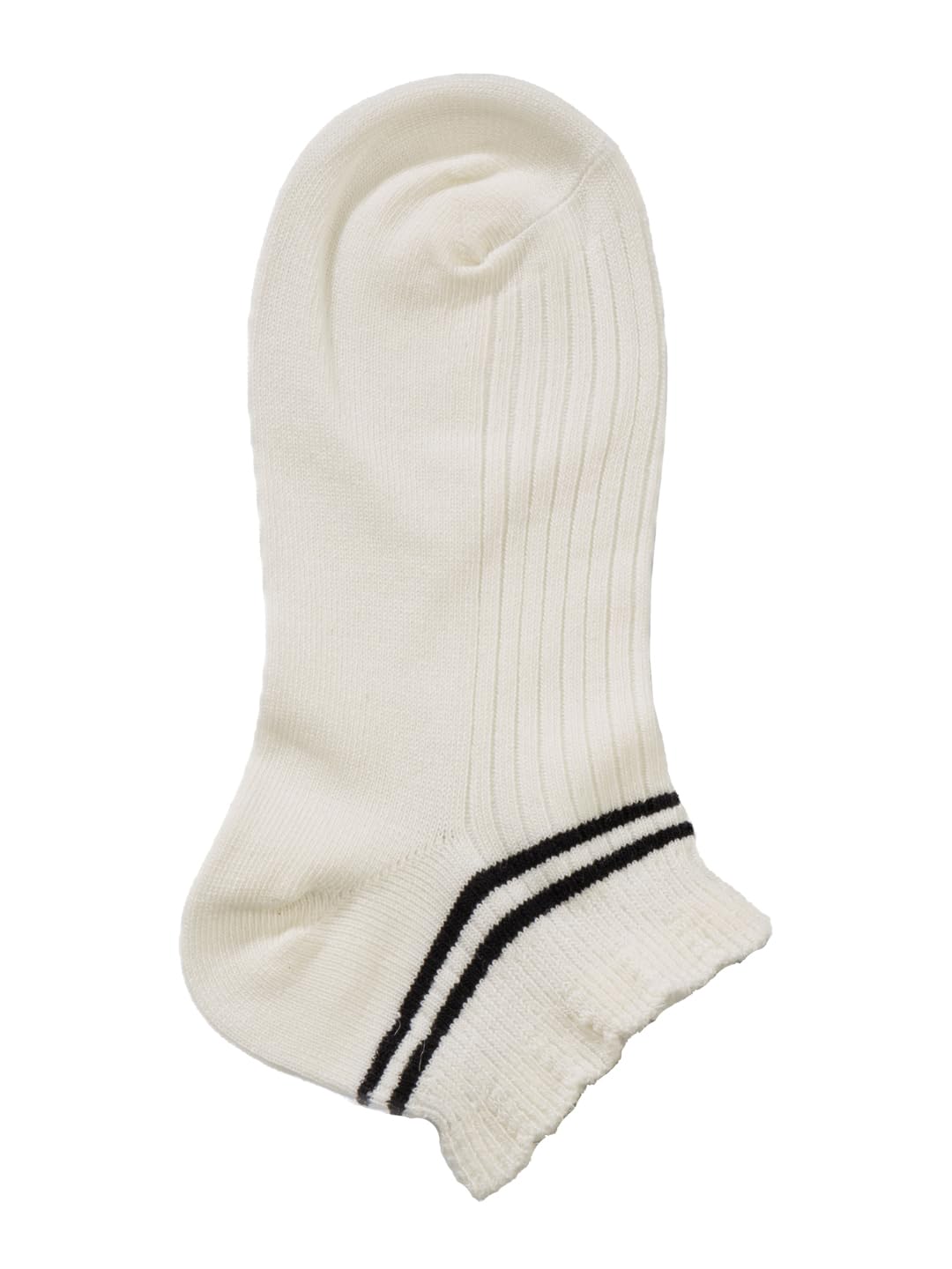 Yellow Bee Cotton Striped Ruffle Cuff Ankle-Length Socks for Girls - 4 Pairs, Peach, Beige, Black and Cream, 10-12 Years - Image 7 thumbnail