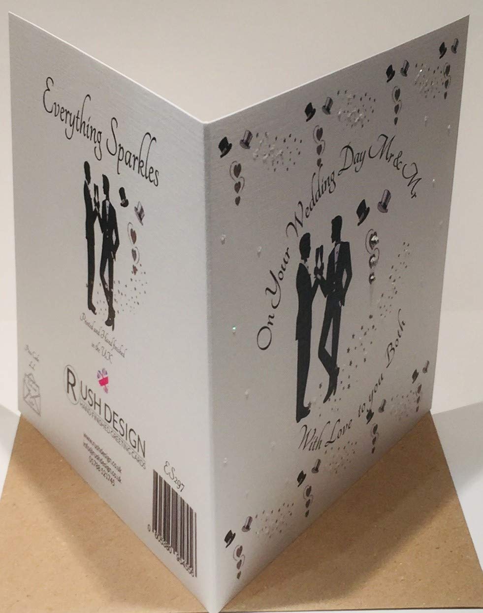 On Your Wedding Day Card - Mr and Mr - 6 x 6 Inches - Rush Design, silver|grey|black - Image 2