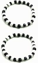 GVSR Unisex-Baby Black And White Beads Nazariya(2 Pairs)-Baby Evil Eye Protection Bracelet- 2 Pairs