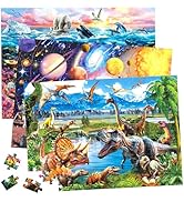 BenBen Puzzles for Kids Ages 4-6, 3 Pack 100 Pieces Large Puzzles for Toddlers 3-5 (Dinosaurs, Ou...