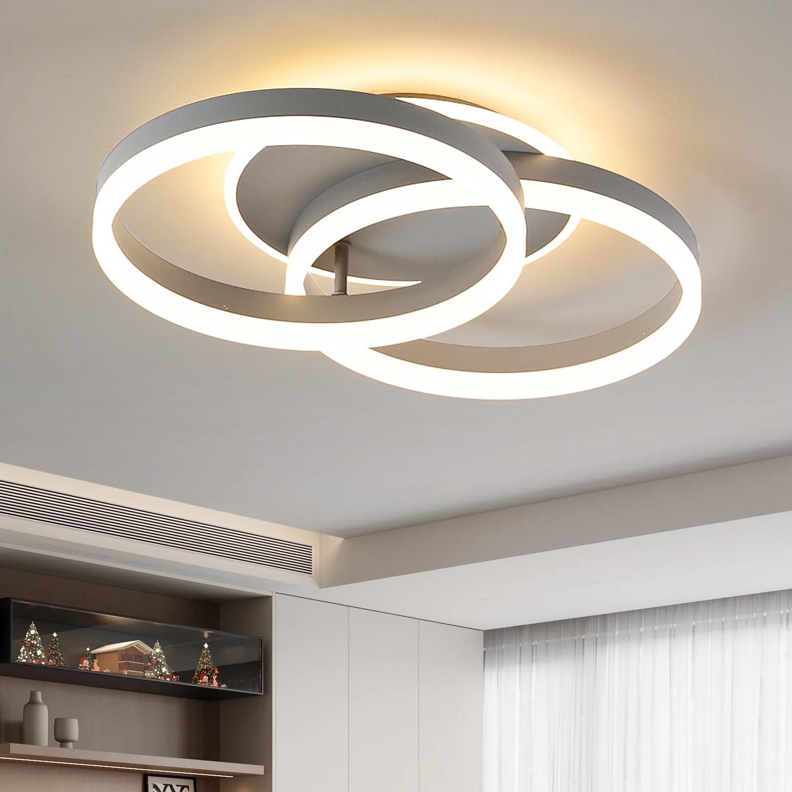 Amdelne LED Deckenlampe Wohnzimmer 50cm 2-Ringe Design 36W-50CM/48W-68cm