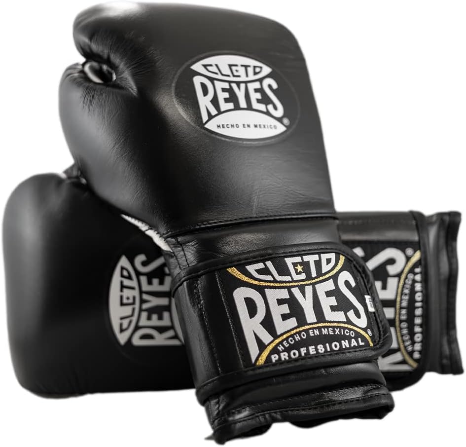 Cleto Reyes Boxing Gloves, Training Gloves with Hook and Loop Closure for Men and Women (12oz., Black)