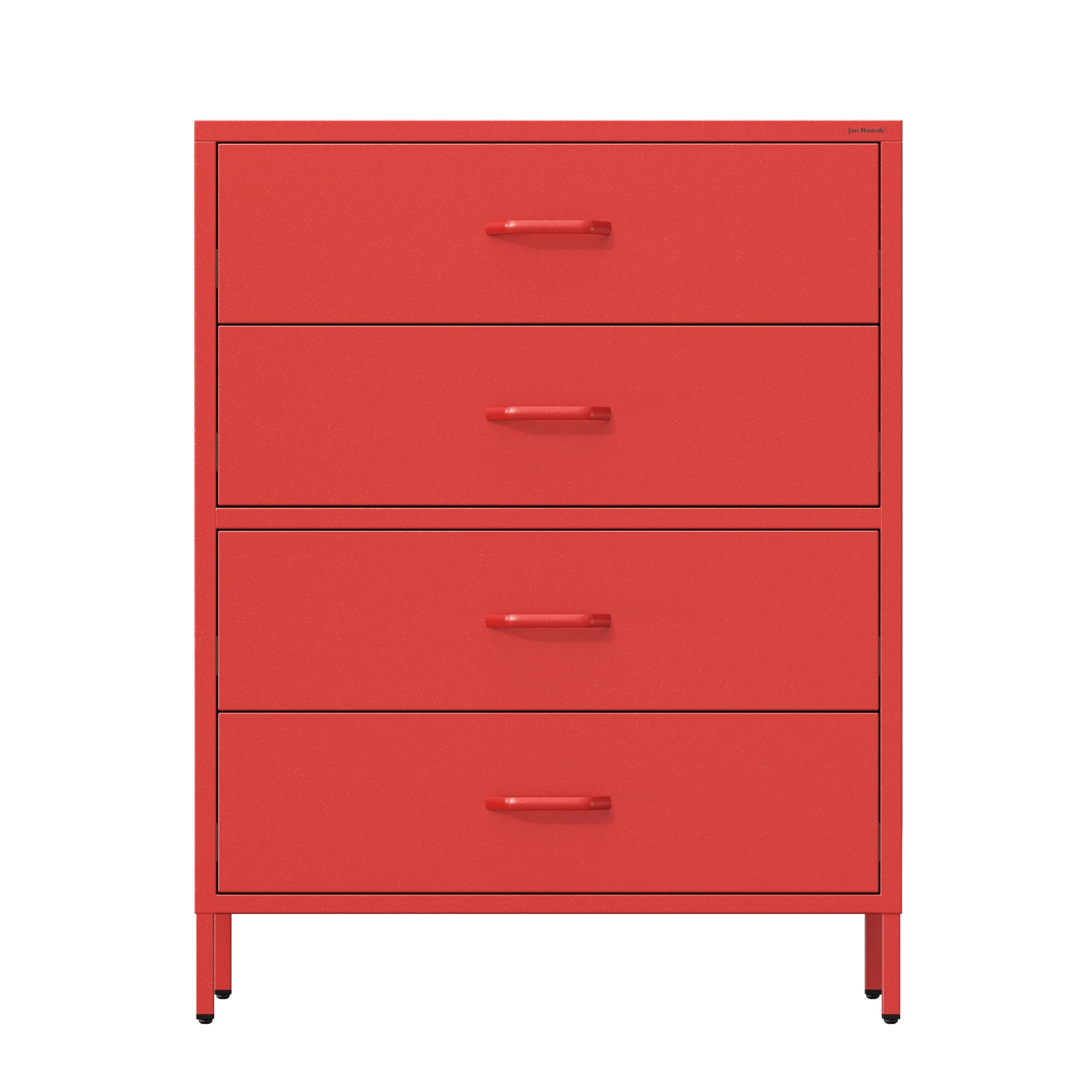 Jan Nowak Metall Kommode mit Schubladen - Carla Komodenschrank für Schlafzimmer Wohnzimmer Kinderzimmer Flur Schubladenschrank Industrial Loft Style Schubladenkommode Glitzernd 80 x 101,5 x 40 cm Rot