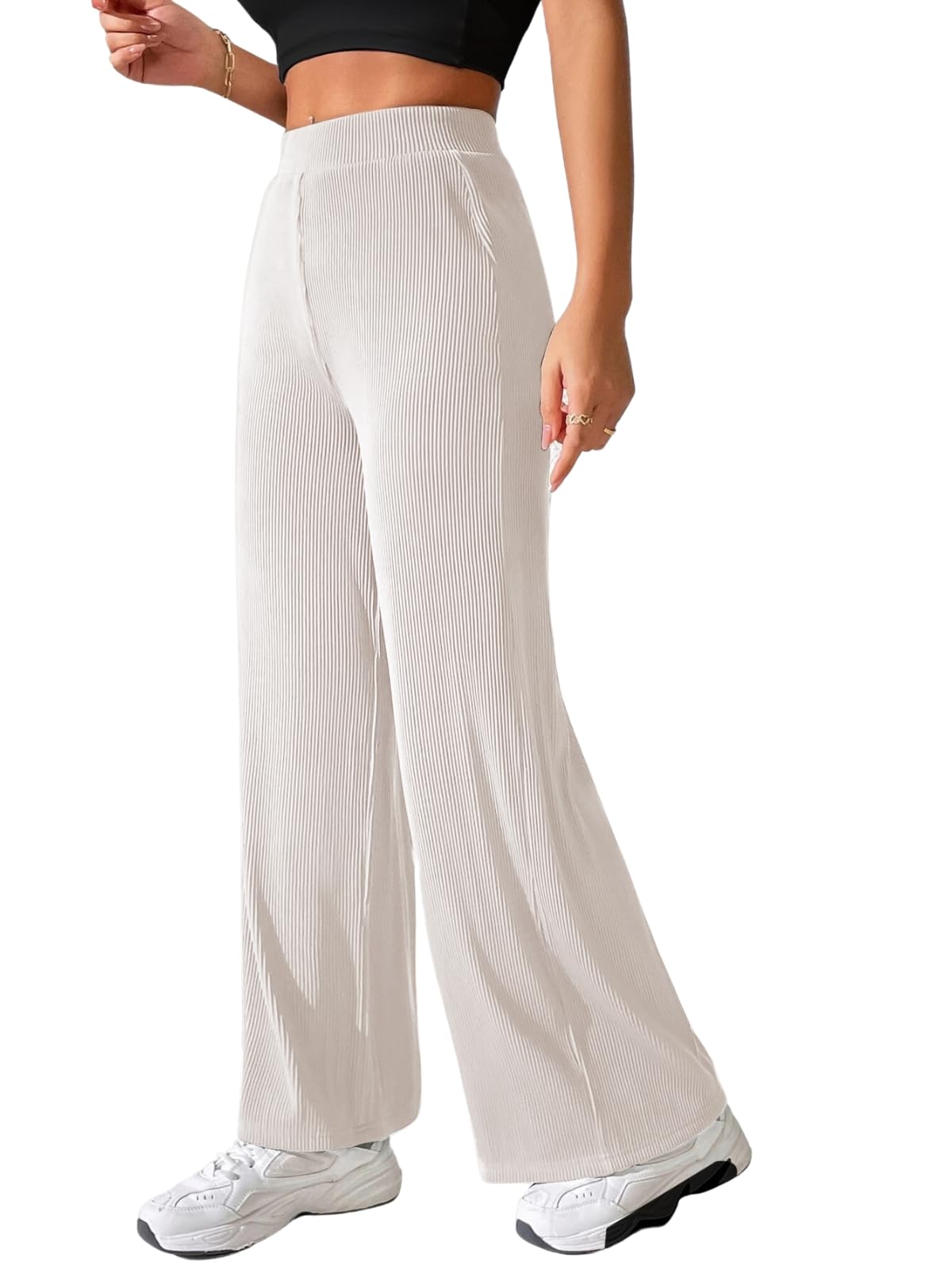 SNITCH Womenâ€™s Parachute Cargo Pants â€“ High Waist Flared Korean Trousers| Trendy Casual Wear for Daily & Travel Use (Available in Plus Size) in neutral