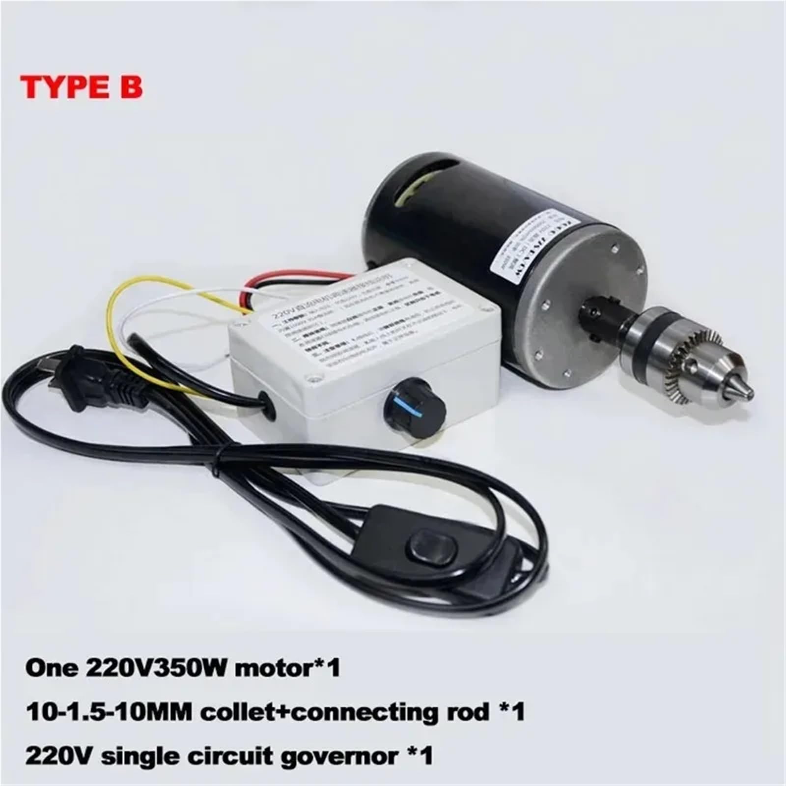 Silnik z magnesem trwałym 220 V 350 W, podwójne łożysko kulkowe, wysoka prędkość, wiertarka, stół szlifierski, silnik wiertarski, 1 sztuka (TYP D)