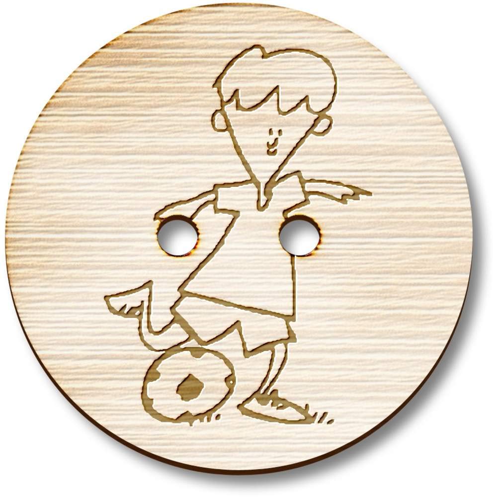 Azeeda 8 x 23mm 'Football Boy' Round Wooden Buttons (BT00098561)