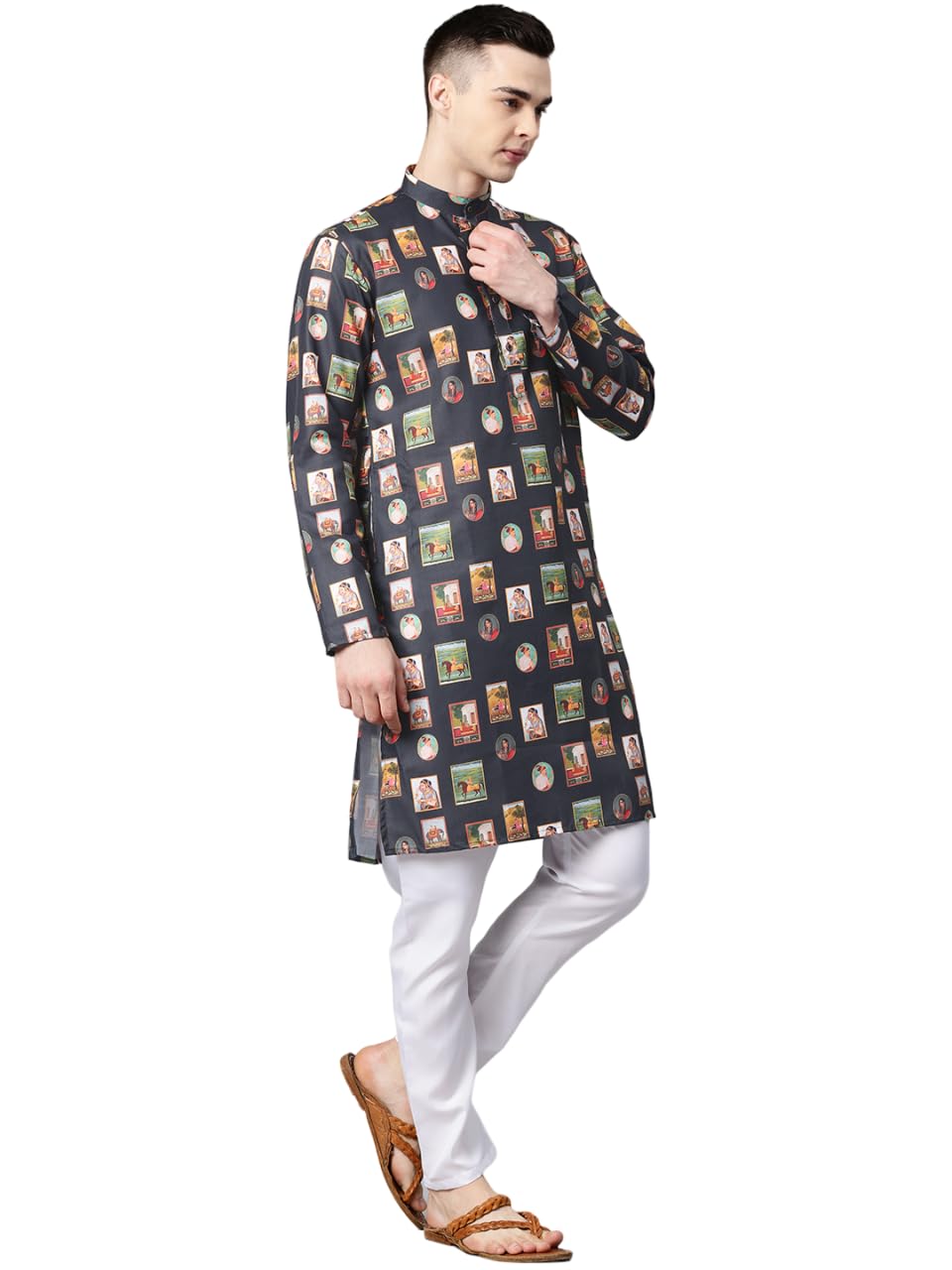 Lee Kurta Set for Men Cotton Blend Kurta with Pyjama Set Ethnic Set in neutral