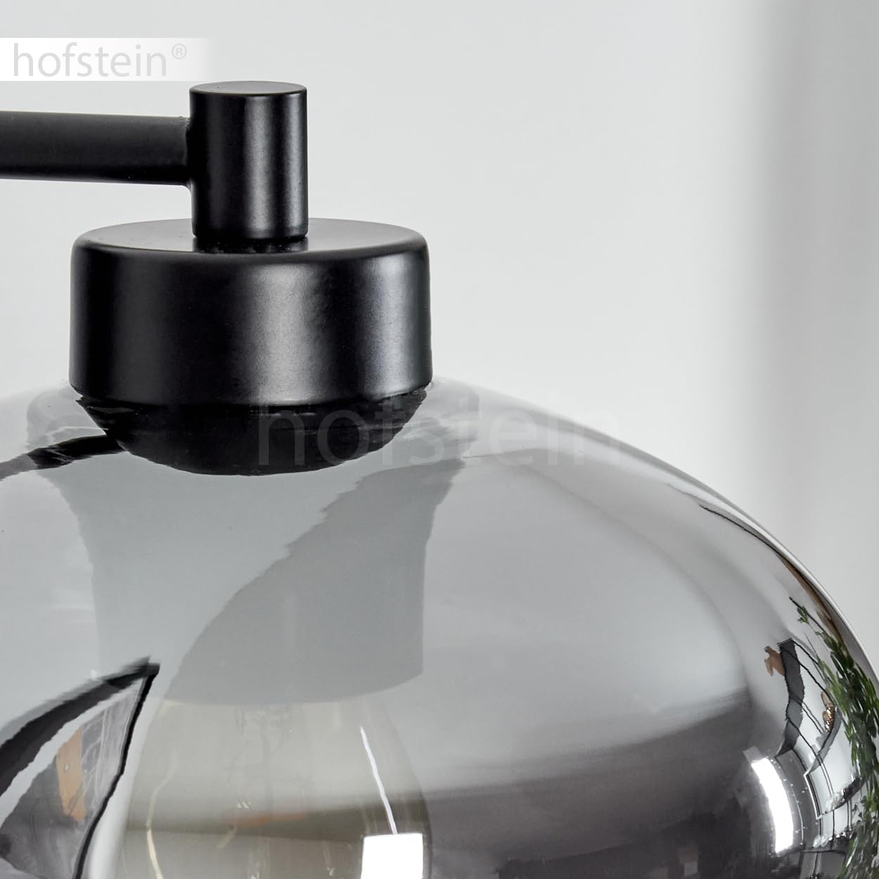Wandleuchte Haikala, moderne Wandlampe aus Metall/Glas in Schwarz/Rauchfarben, Retro/Vintage Leuchte Up mit Schirm aus Rauchglas (Ø 18,5 cm), 1-flammig, 1 x E27, ohne Leuchtmittel