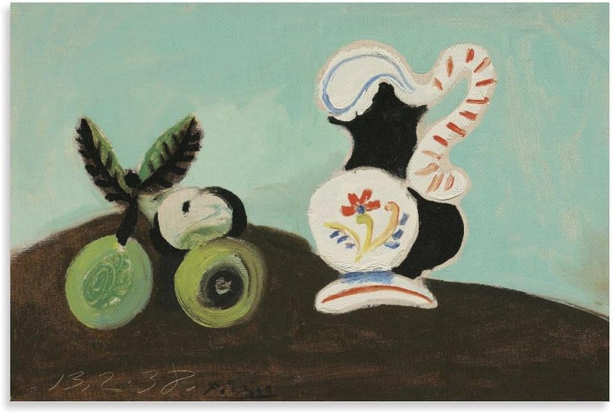 Rikin Liuff Fruit And Pot by Pablo Picasso Canvas Poster Wall Art 40x60cm Frameless