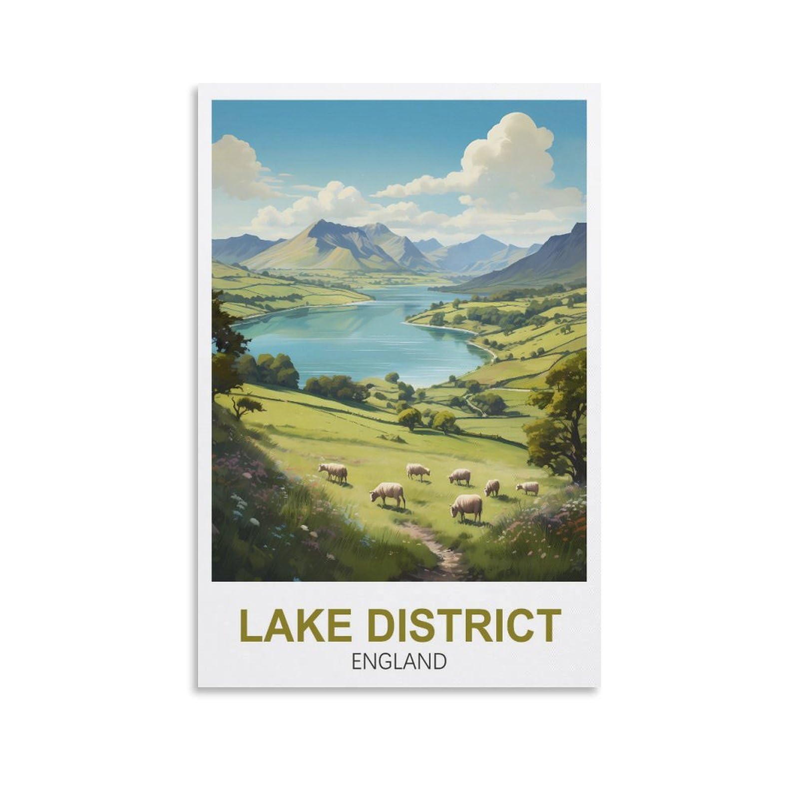 Zbbggoz Unframe-Style Lake District England Vintage Travel Posters 08X12inch(20X30cm) Canvas Wall Posters And Art Picture Print Modern Family Bedroom Decor
