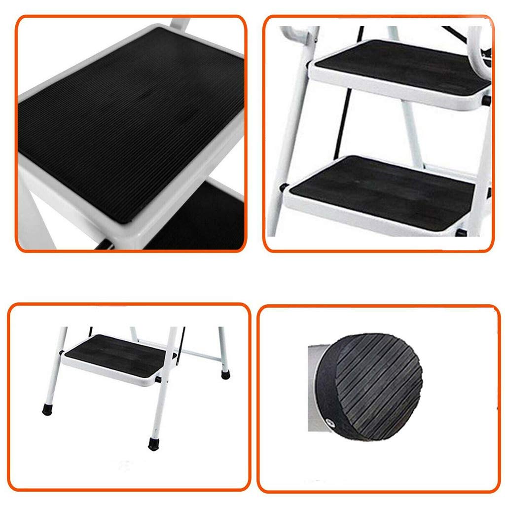 Trittleiter 4 Stufen mit handlauf und Rutschfester Stufen, Stahl Stehleiter Haushaltsleiter Klapptritt Leiter, Ideal für Zuhause/Küche/Garage, belastbar bis 150 kg