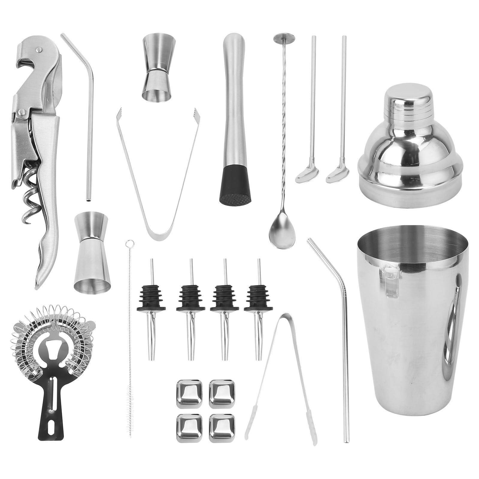 22 Pezzi Set Shaker Cocktail in Acciaio Inox per Bar