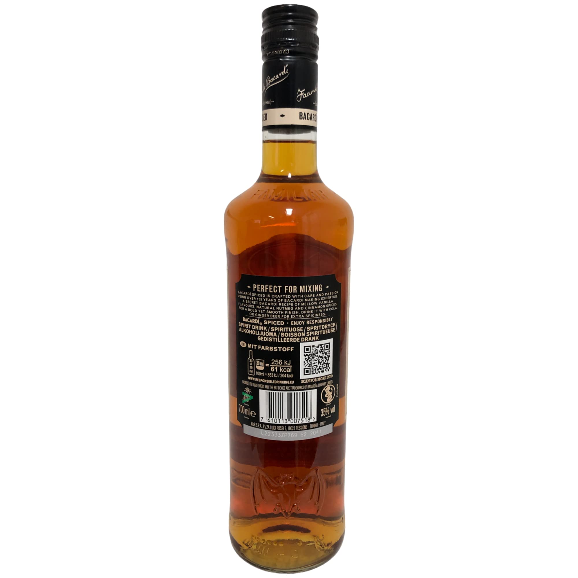 Bacardi Spiced 35% 6er Pack (6x700ml Flasche) + usy Block