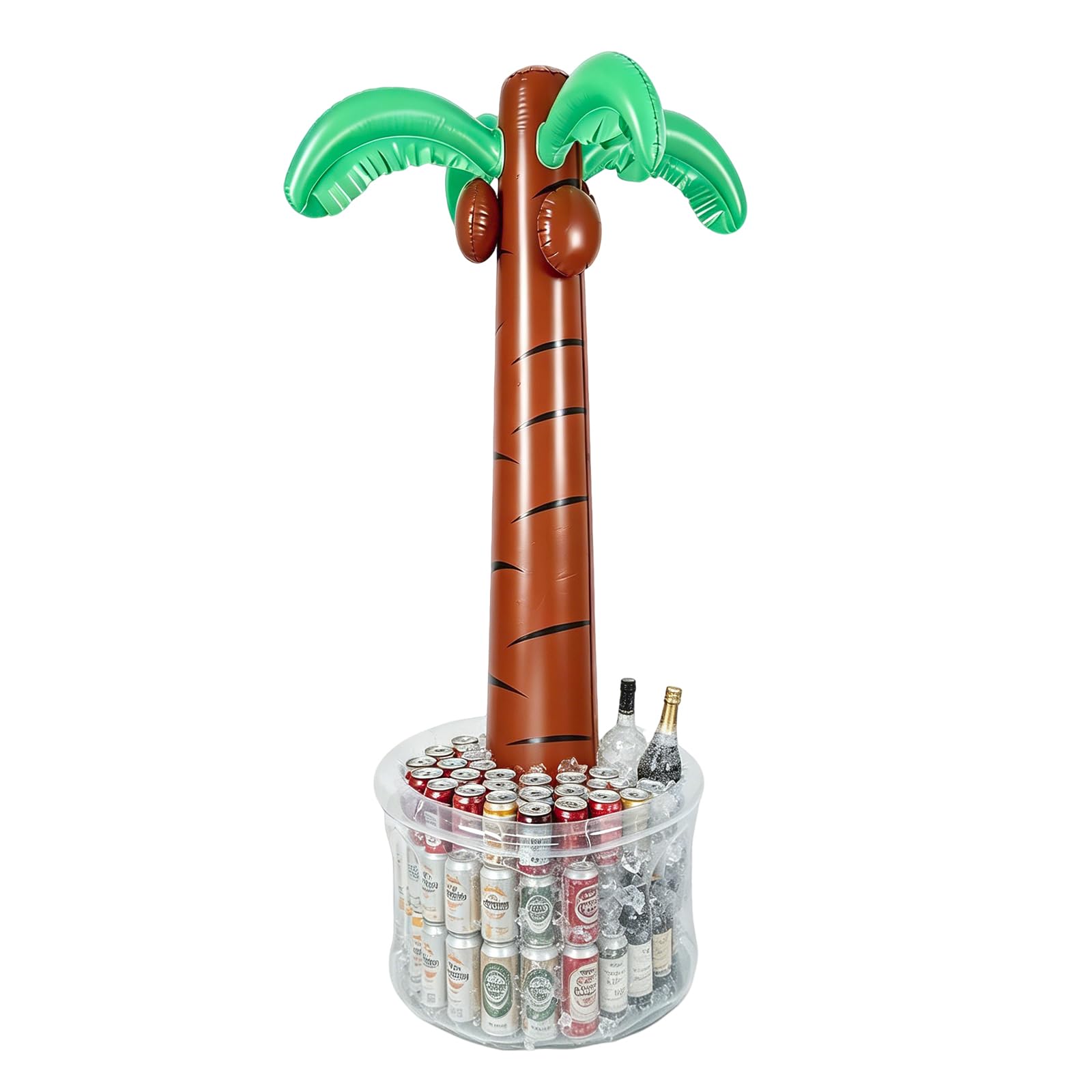 Bloomoja 60" Inflatable Palm Tree Cooler, Floating Blow Up Drink Cooler for Pool Party, Giant Capacity Ice Bucket for Hawaiian Luau & Tropical Beach Party Supplies