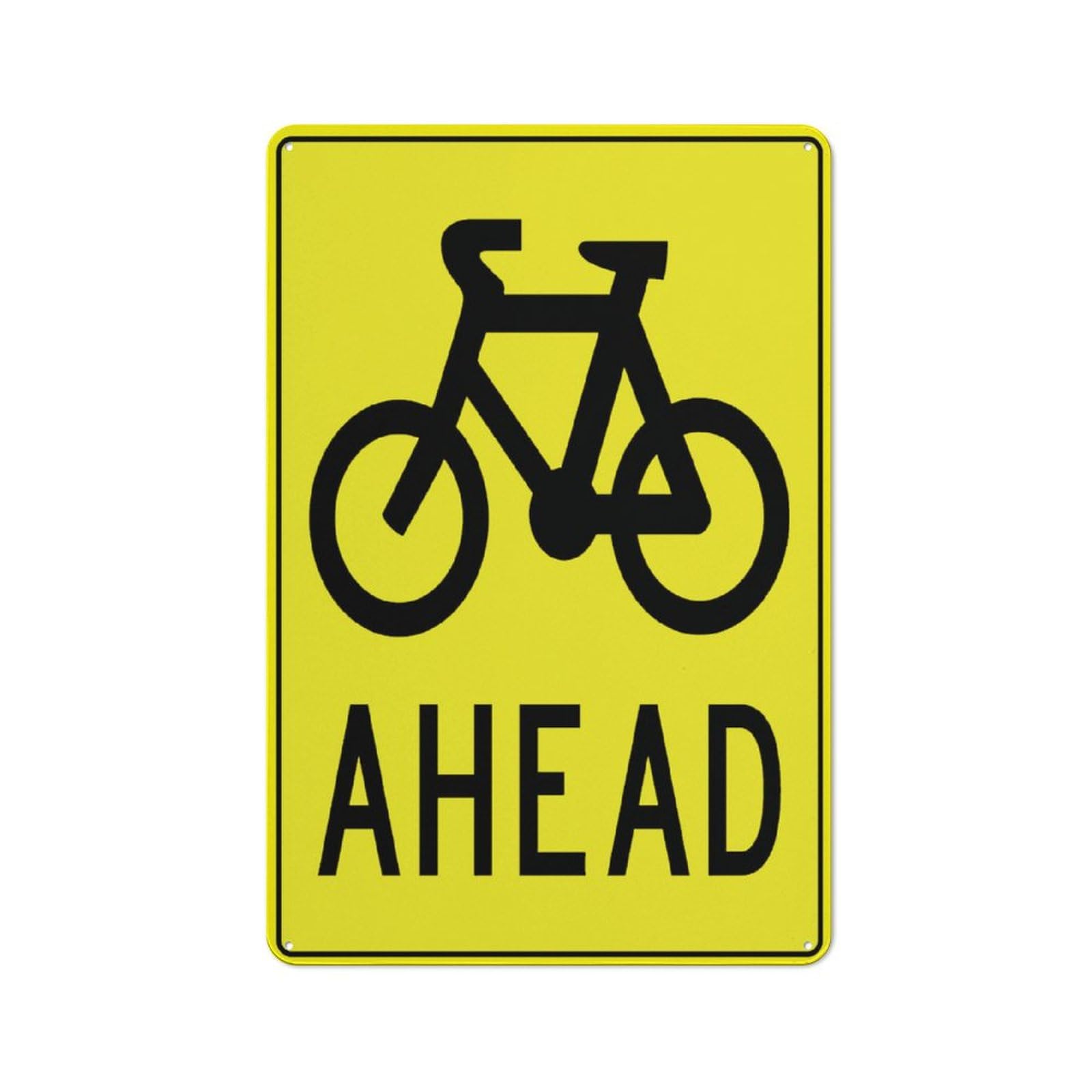Bike Ahead (Multi-Message Traffic) Sign, 8x12 Inch Rust-Free Metal Aluminum for House, Door, Office, Business, Yard, Pre-Drilled Holes, Weather Resistant