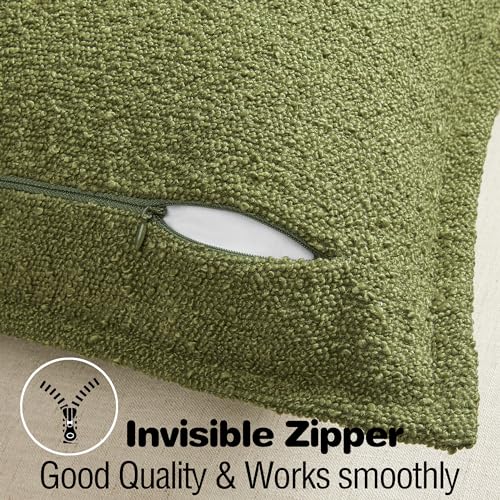 Dfxsz Olive Green Color Simple Imitation Lamb Wool Loop Yarn Texture Throw Pillow Covers 18X18 Inch Set Of 2 Decorative Couch Cushion Case For Chair Sofa Bedroom Living Room Home Decor thumb #1