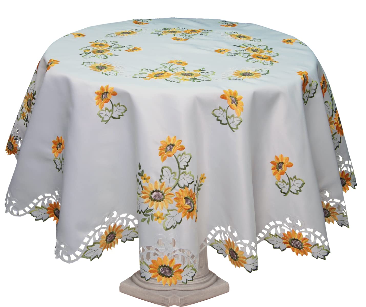 Amazon｜クリエイティブリネンひまわりテーブルクロス刺繍カットワーク