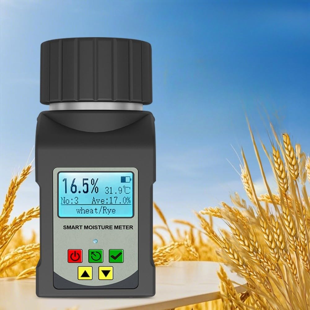 Medidor de humedad de grano portátil para café, cacao y otros 25 tipos de grano, cuerpo ABS, lectura LCD, precisión del 0,1%, registro de datos