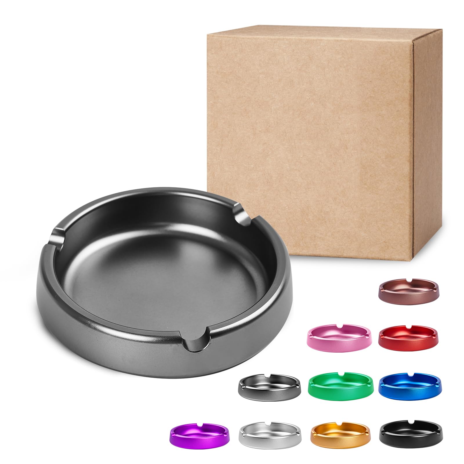 Aluminiowa popielniczka anodowana, prosta i kolorowa 10 cm (szary)