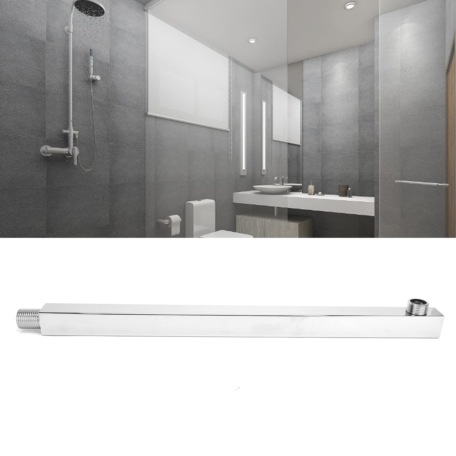 01 Braccio Doccia, Finiture Cromate Prolunga per Soffione Doccia in Acciaio Inox con Copertura Decorativa per Bagno per Tubo Doccia