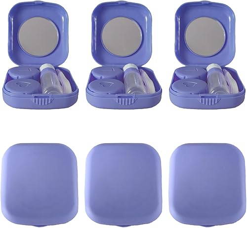 Paquete de 6 fundas para lentes de contacto, lindo estuche de contacto de viaje, contenedor de almacenamiento todo en uno con pinzas para botella de