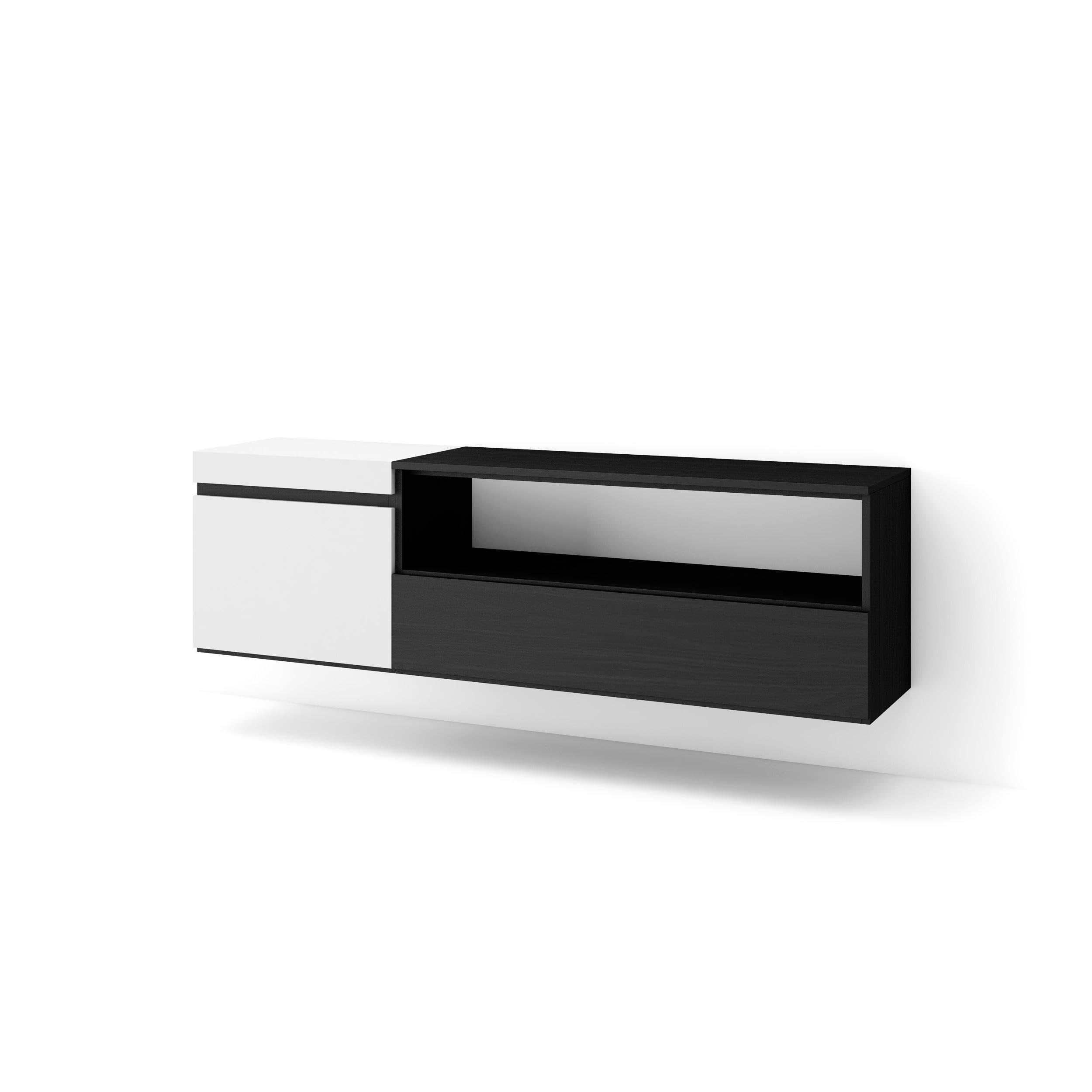scaffale tv moderno in black white per salotto con ampio storage