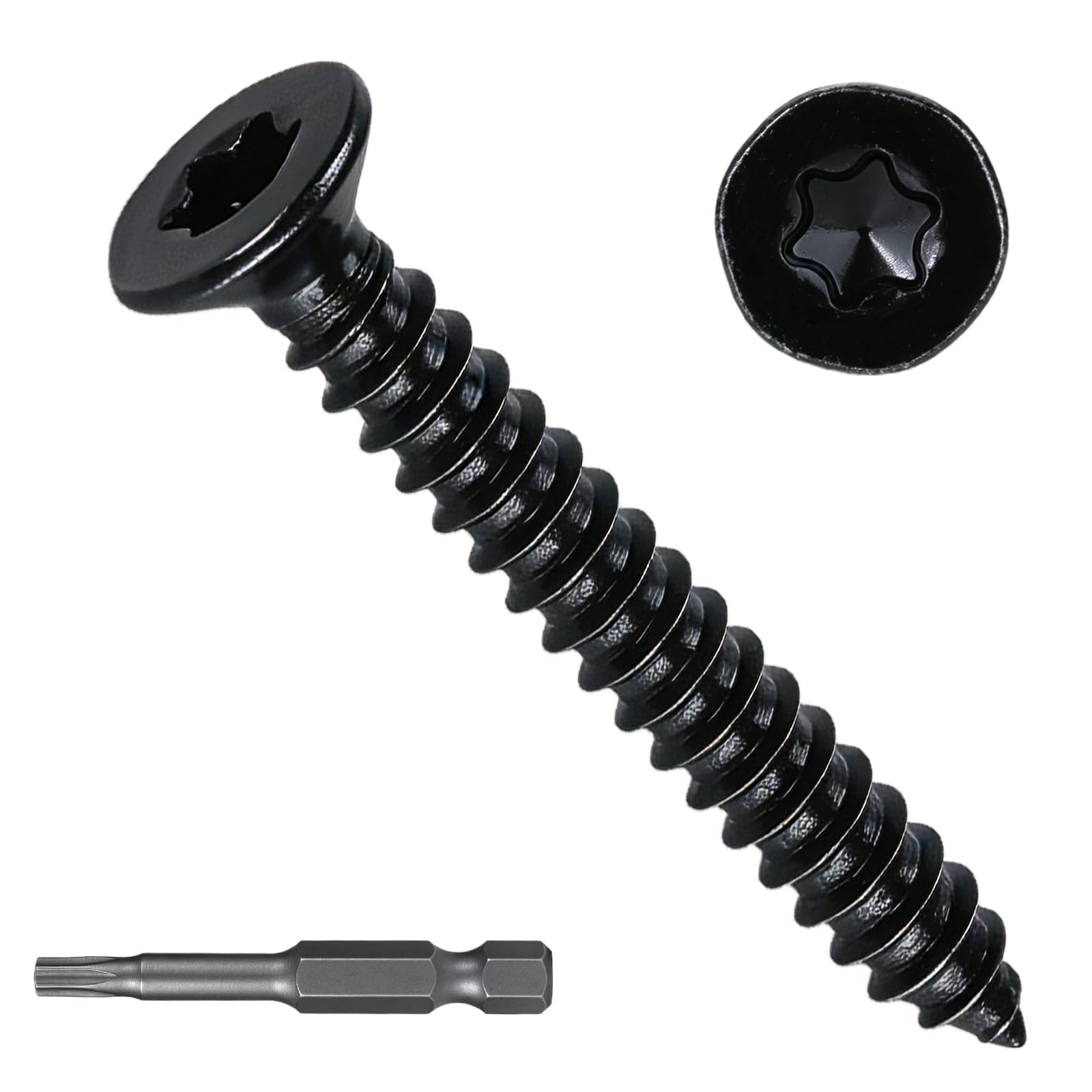 Home DIYer 50 Pcs M3 x 10mm Flat Head Torx Screws, 410 Stainless Steel Black Coated Self Tapping Fasteners, Rust Resistant with T20 Torx Bit for Metalwork & Home Repairs