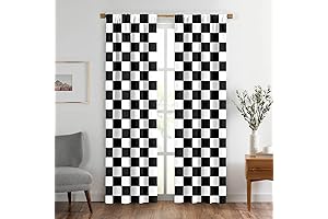 Black and White Checkered Flag Racing Car Curtains