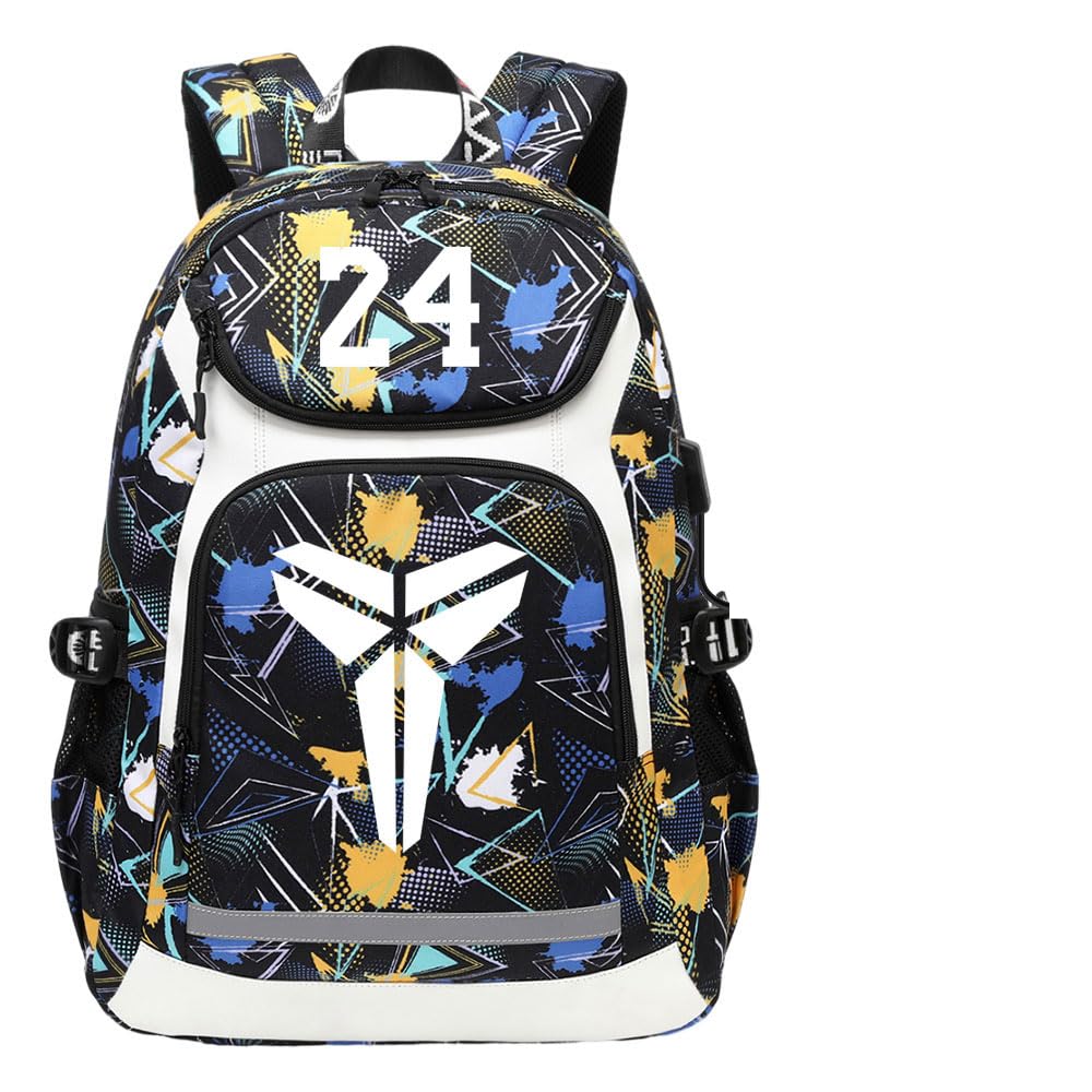 Sac à dos étudiants bookbag résistant à l'eau léger travail voyage USB - 8