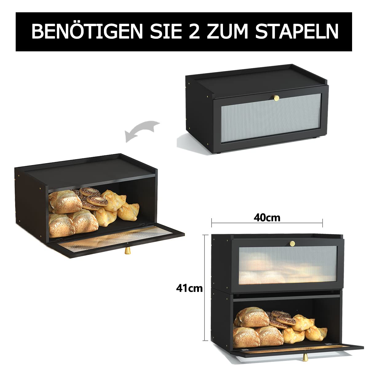 Bambù Scatola Portapane Moderno Porta Pane Da Cucina Grande Capacità Nera Contenitore Pane