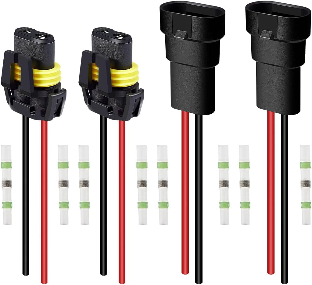 2Set 9005 9006 H10 Wire Connectors Female & Male Adapter Wiring Harness Sockets Wire 12V for Headlights Fog Lights