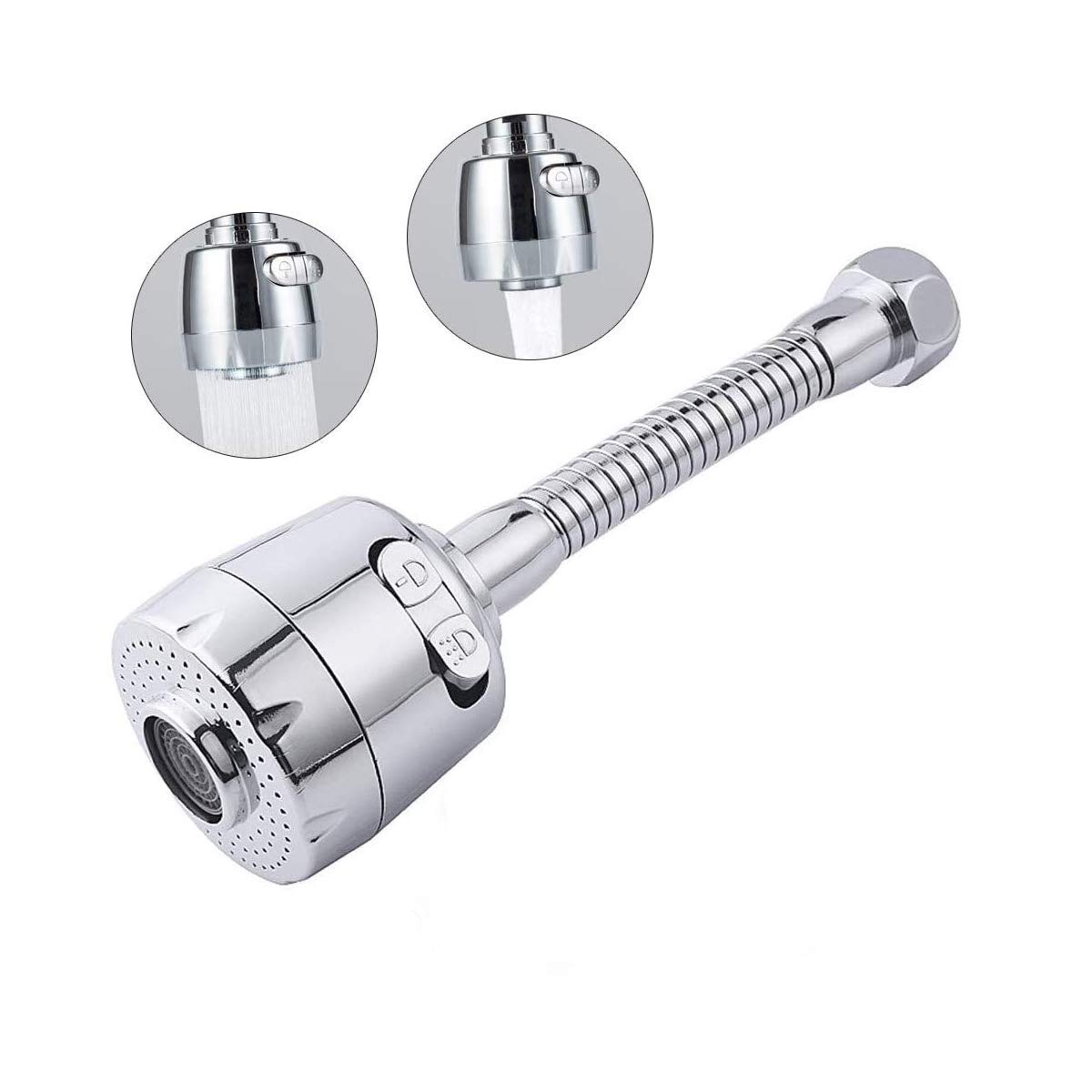 pepplo 360 Degree Rotating Water-Saving Sprinkler, Faucet Aerator, Adjustable Head Nozzle Splash-Proof Filter Extender Sprayer for Kitchen, Bathroom (Two Mode Long, Faucet Head with Nozzle - A2) (B08G52DWS4) Amazon Price History, Amazon Price Tracker