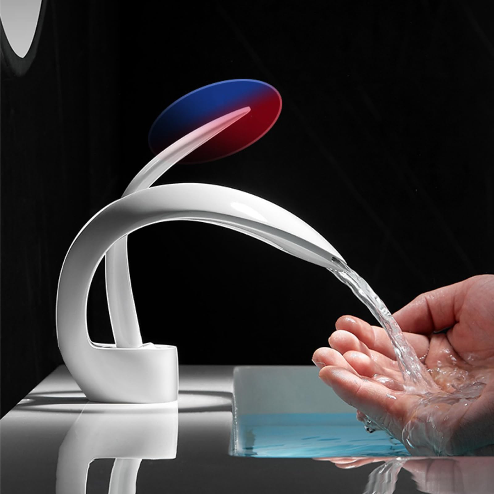 Badezimmer Waschbecken Wasserhahn Chrom - Wasserfall Einzelgriff Einloch-Montage Aus Messing