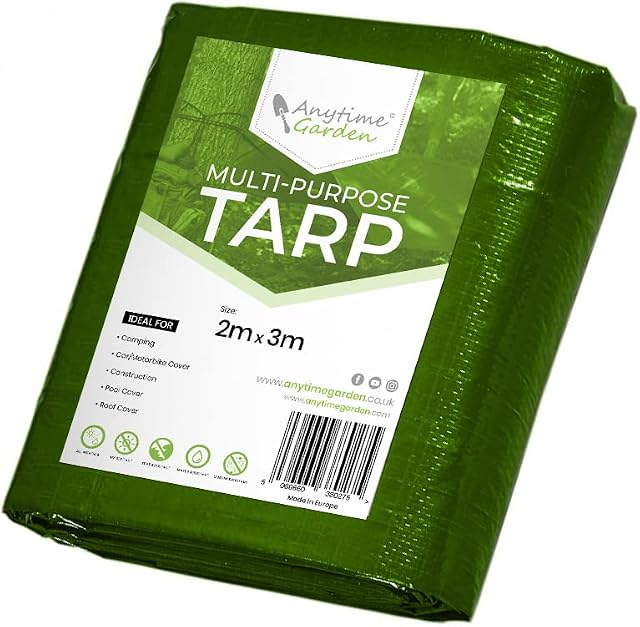 Tarpaulin Waterproof Heavy Duty - Large Green Tarpaulin with Eyelets 2x3 Plastic Sheeting Heavy Duty. Covers for Garden Furniture, Ground Sheets, Pool Cover, Camping, Room 100G (2x3)