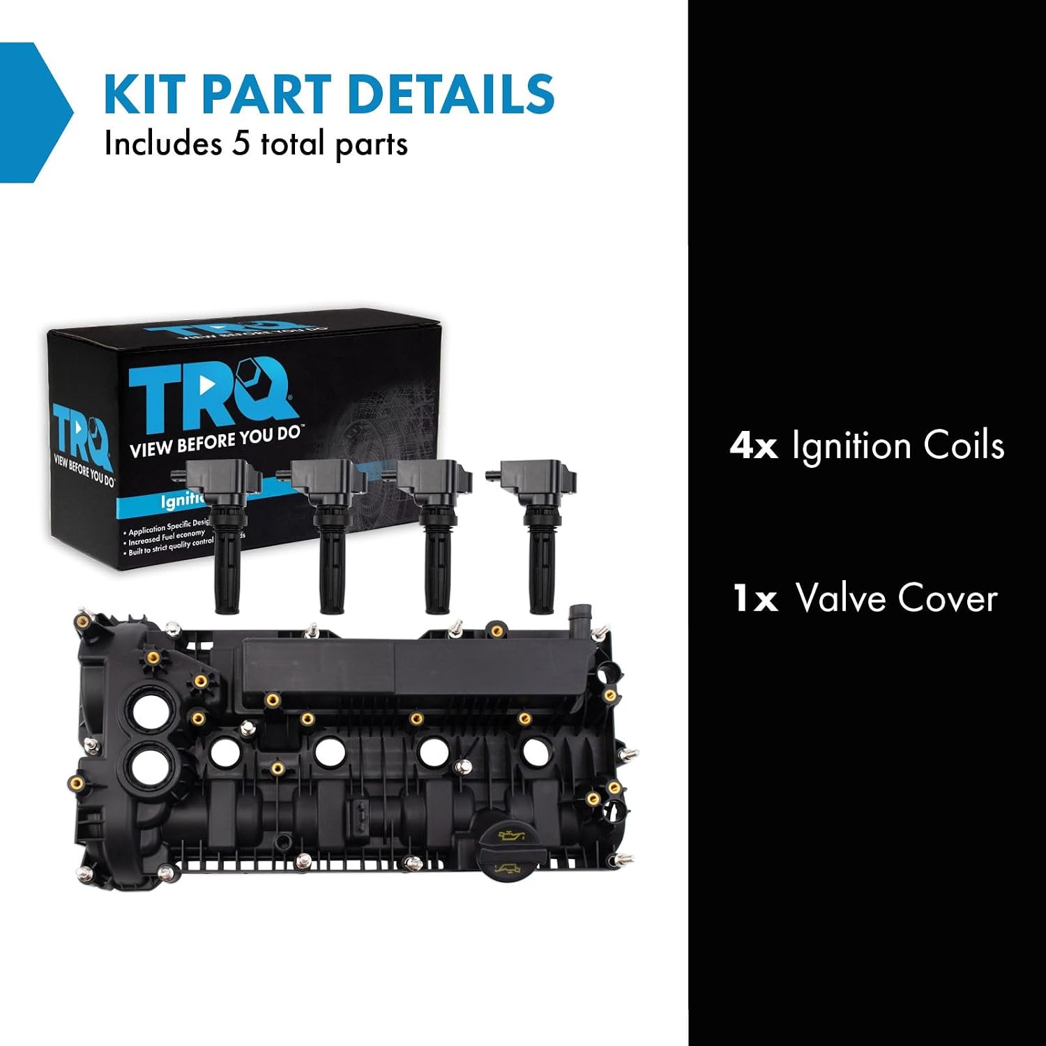 TRQ Ignition Coil Kit 5 Piece Compatible with 2019 Ford Edge