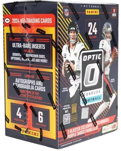 NEW 2024 Panini DONRUSS OPTIC Football Card Blaster Box, 3 Rated Rookie Purple Shock Prizms Per Box