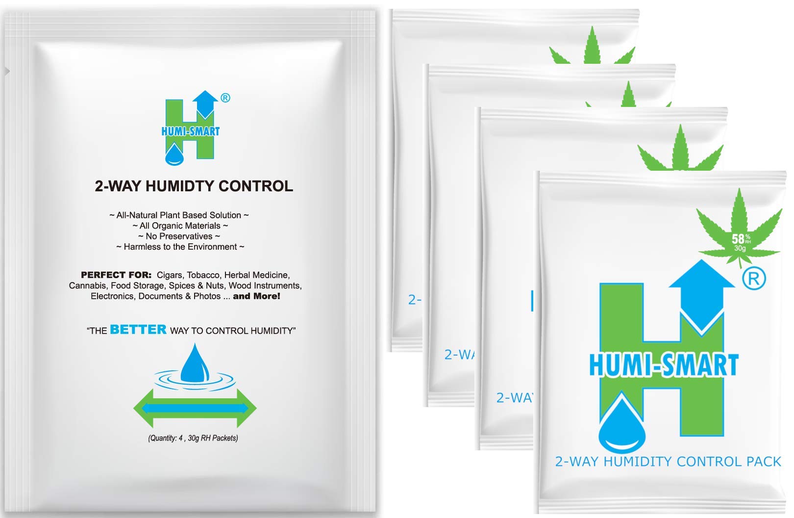 Humi-Smart 2-Way Control 58% RH 30g 4-Pack